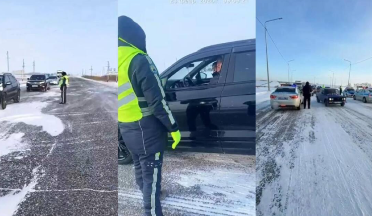 Сотни авто не могли проехать по трассе в СКО из-за бурана