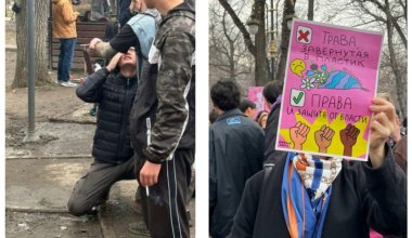"Какие-то нацисты со странными нашивками": на алматинском митинге в парня брызнули баллончиком