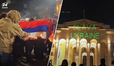 Митингующие в Грузии сожгли российский флаг
