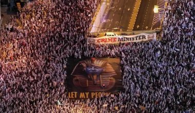 Протесты в Израиле: демонстранты вышли с огромным портретом премьер-министра