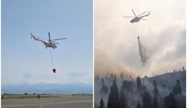 Пострадал пожарный: два вертолета тушат «Горельник» в Алматы