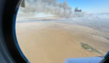 Пожар в Атырауской области все еще не удалось потушить