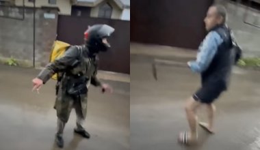 Курьер размахивал ножом: видео из Алматы шокировало Казнет