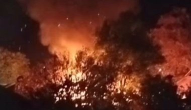 В Талгаре произошел мощный пожар