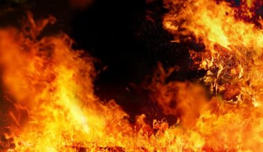 Пожар разгорелся на побережье Каспийского моря