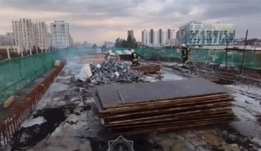 На площадке LRT в Астане возник пожар