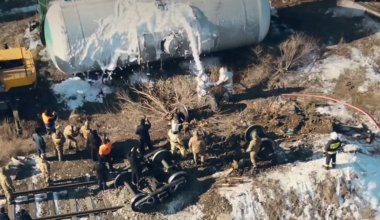 Сход цистерн с газом в Талдыкоргане: восстановительные работы завершены