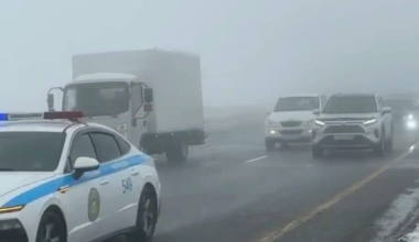 100 авто не могли проехать по трассе в Туркестанской области из-за тумана