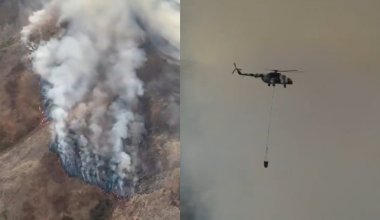 Страшные кадры масштабного пожара в высокогорье показали в Казахстане