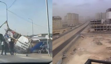 Пыльная буря устроила хаос в Актау: снесла остановки и сорвала крыши