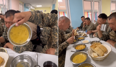 «Как застывший жир»: военнообязанные высмеяли обед на сборах в СКО